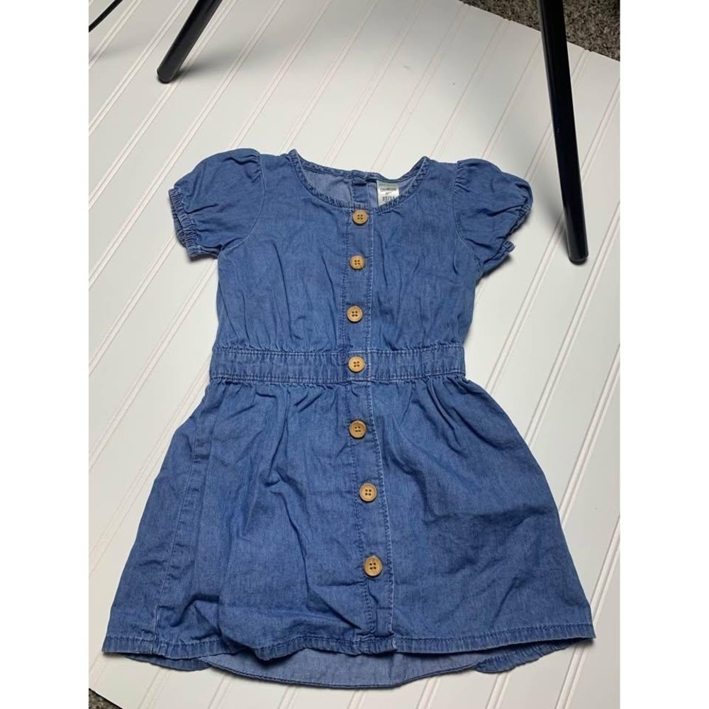 OshKosh B'gosh Girls Denim Dress Button Front Short Sleeve Blue Size 3T
